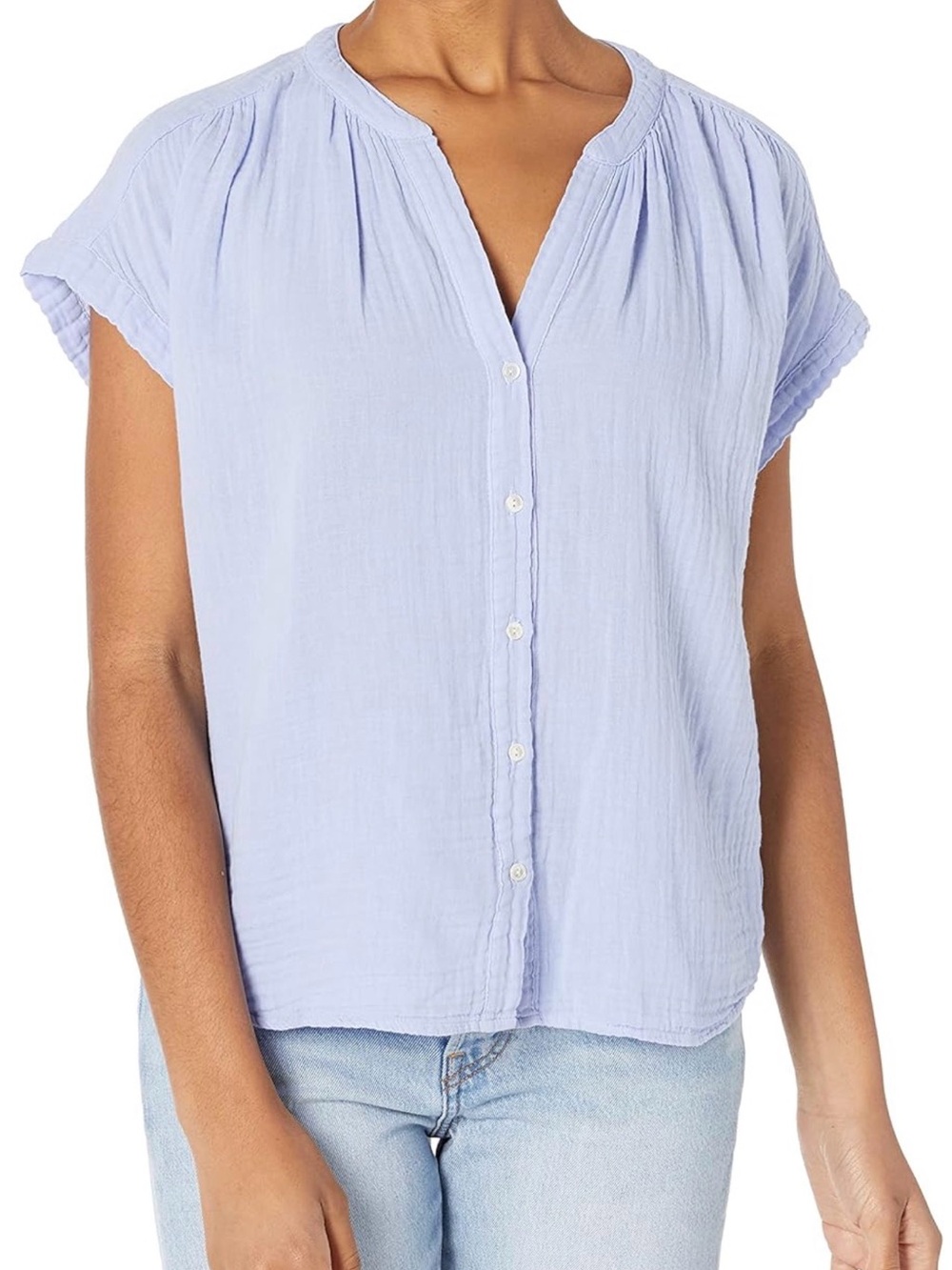 Velvet by Graham & Spencer Pamela Cotton Gauze Blouse in Mist